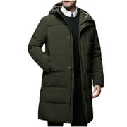 cllios Men's Extra Long Parka Winter Coats Hooded Puffer Jacket Heavy Warm Water-resistant Outerwear Windproof Jackets for Cold Weather